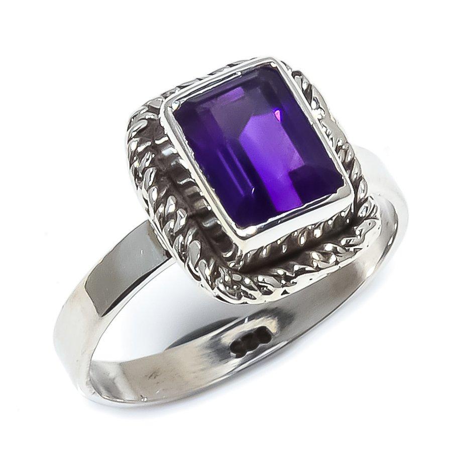 Natural African Amethyst Gemstone Handmade 925 Solid Silver Gift Ring S.6 C1s40