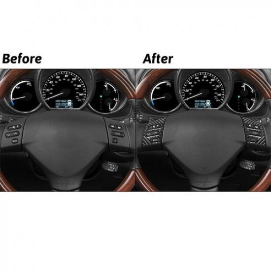2Pcs For Lexus RX330 RX350 Carbon Fiber Steering Wheel Button Cover Trim Type A