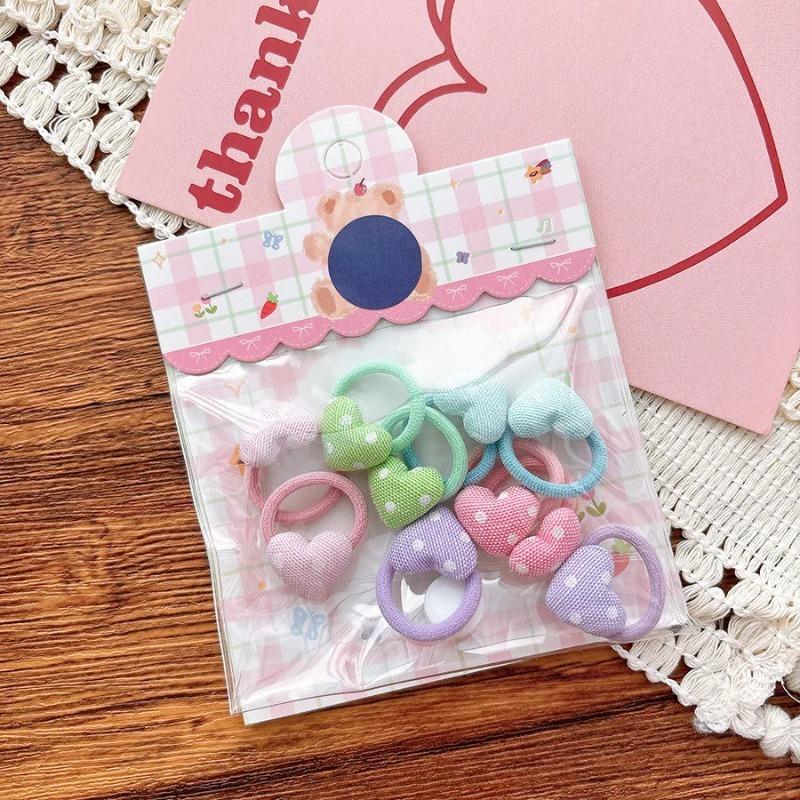5/10 Stück Kinder Kleine Gummibänder Herz Schleife Mini Mädchen Haarseile Bänder Baby Mädchen Süße Haarbänder Kopfschmuck