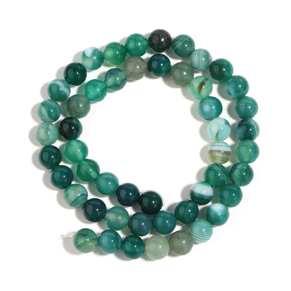 1 Strand 4/6/8/10/12mm Natural Stone Green Stripe Agate Beads Round Loose Bead For Jewelry Making DIY Bracelet Necklace Supplies