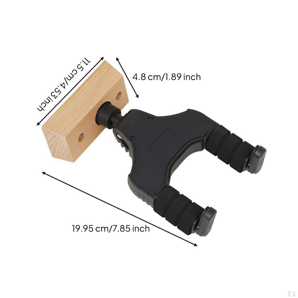 SelfSecuring Guitar Hook Cushioned Padding SelfLocking Hanger EVA Padded Ukulele Wall