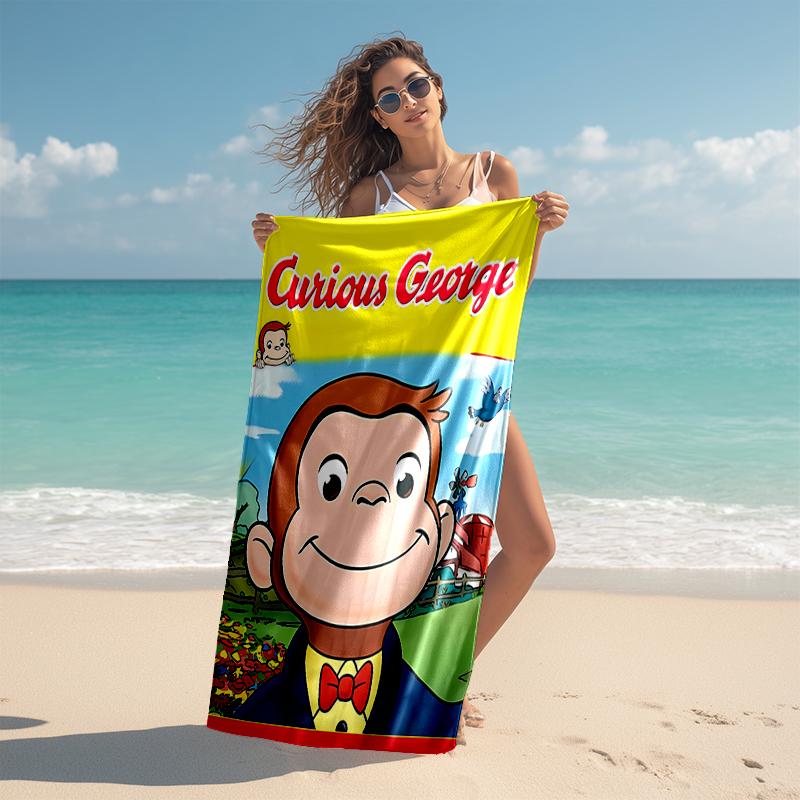 1pc Curious George (6) Beach Towel, Comfortable and Thick, and Swimming/Bath/Picnic/Camping Towel, Suitable for Seaside Beaches