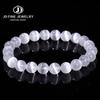 JD Natural White Selenite Stone Bead Bracelet Women Men 100% Real Gypsum Round Stone 6 8 10mm Stretch Bangles Mineral Yoga Gift
