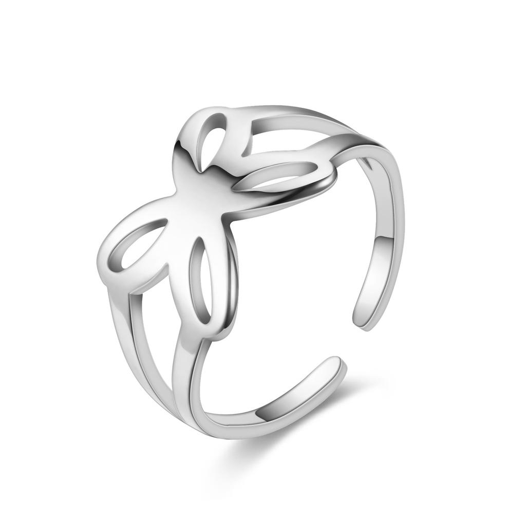 Fashion Geometric Open Stainless Steel Ring Women's Temperament Couple Ring Hand Jewelry