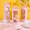 10Pcs Paper Gift Storage Boxes with Visible Window Packaging Carton Boxes Octagon Pink 8.8x3.5x24.5cm