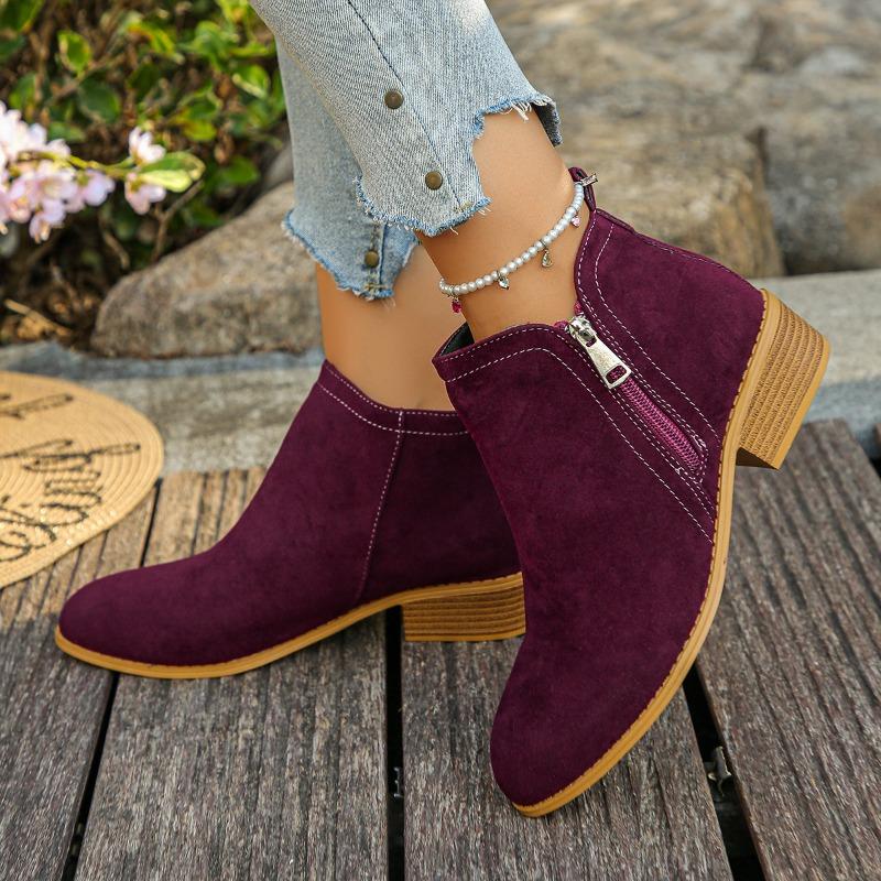 Winter 2025 New Pointed Toe British Style Booties Women's Plus Size Vintage Vintage Side Zip Chelsea Boots