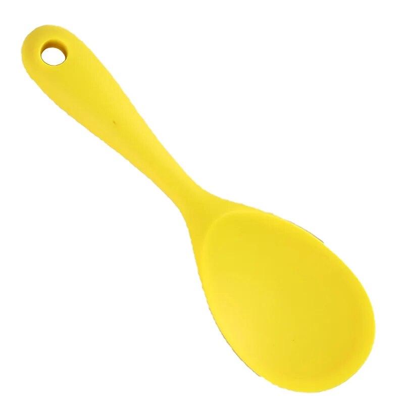 1Pcs Silicone Spoon Non-stick Cooking Spoon Anti-scalding Pot Rice High-temperature-resistant Spoon Durable Kitchen Gadgets