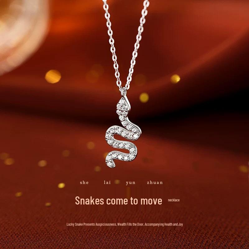 Beixi S925 Sterling Silver Snake Necklace for 2025 Chinese New Year Zodiac - Luxury Women s Collarbone Chain 925 Sterling Silver