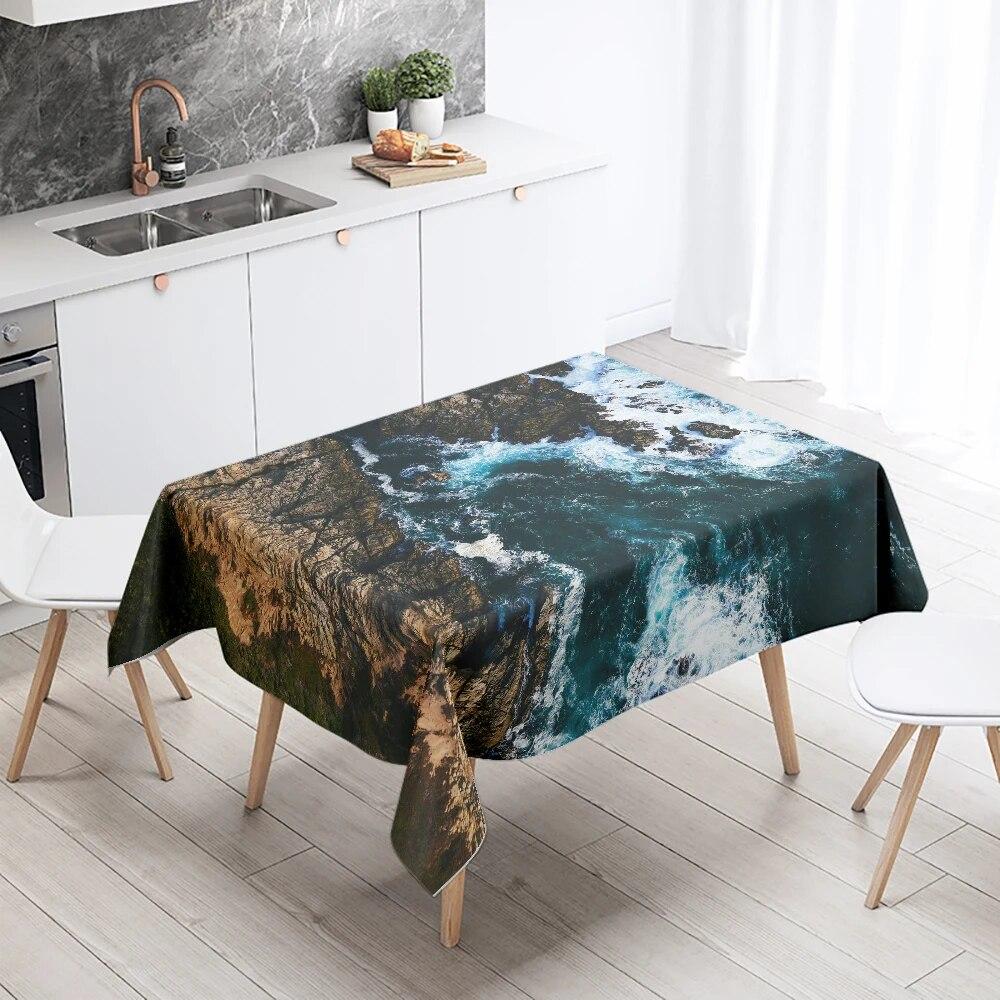 Beautiful Natural Scenery Printed Tablecloth Stain Resistant Waterproof Outdoor Camping  Kitchen Table Home Decor
