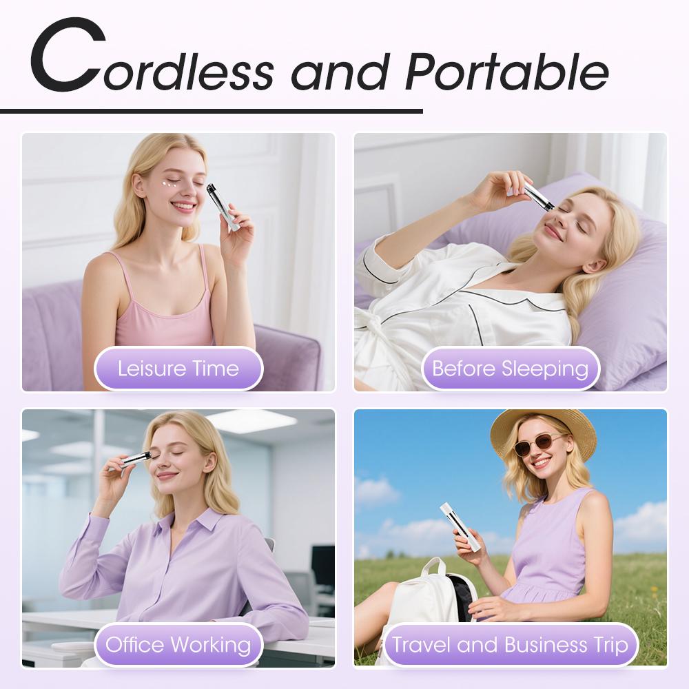 Electric Eye Massage Pen EMS Heated Vibration Eye Massager Red Light Therapy Remove Dark Circles Puffiness Eye Beauty Wand