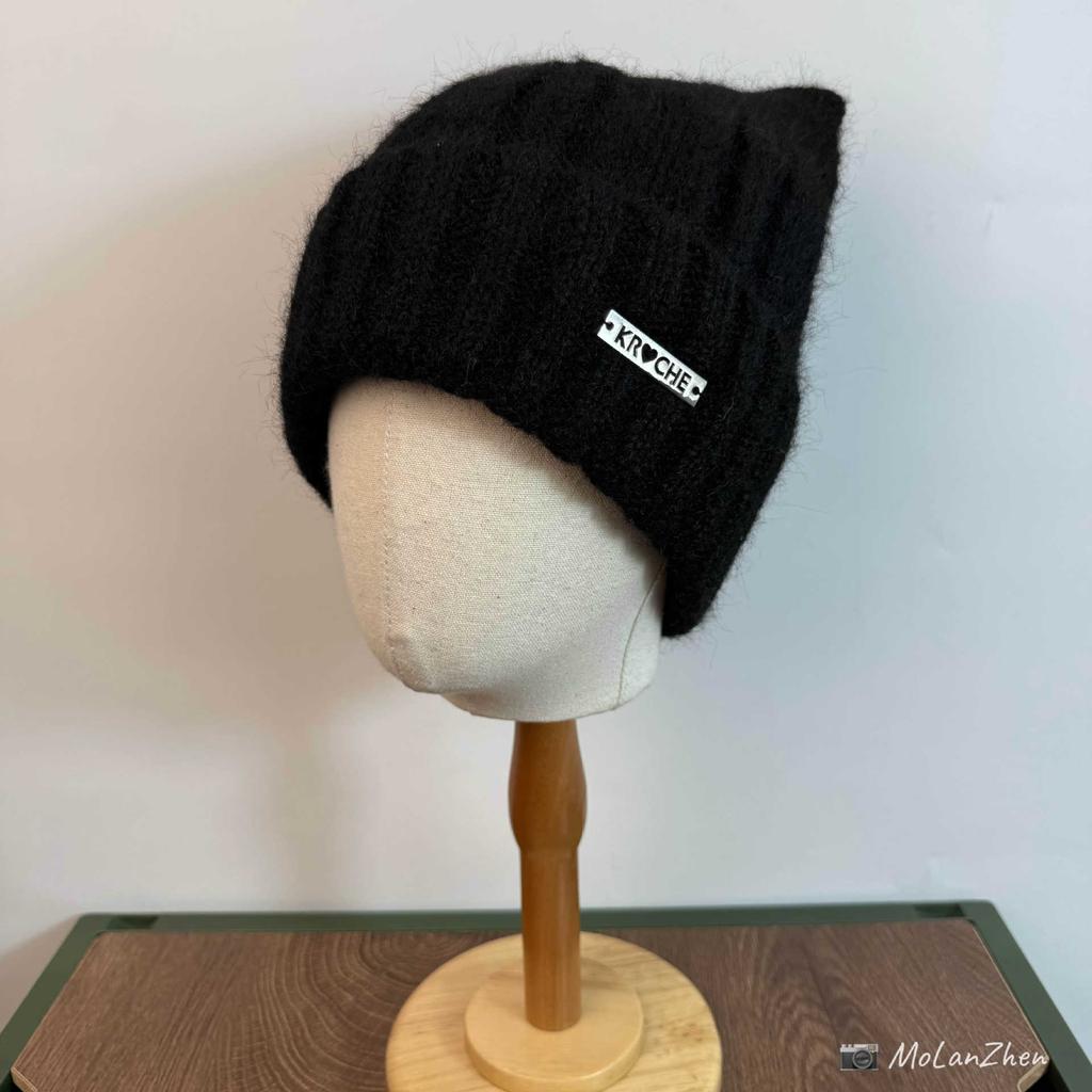 Katzenohren Wollmütze großer Kopfumfang Damen niedliche Kälteschutzmütze Herbst und Winter verdickt kältebeständig warm gestrickte flauschige Mütze