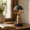 Cute Animal Sculpture Lamp Rotating Umbrella Lamp, Resin Holding Vintage Sculpture, Shape Bedside Light Tabletop Cat Dog Goose Figurine for