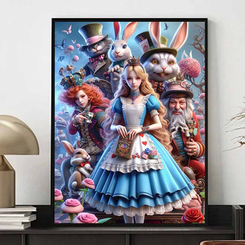Disney 5D DIY Diamond Painting Alice in Wonderland Group Portrait Illustration Embroidered Mosaic Cross Stitch Home Decor Gifts Crafts