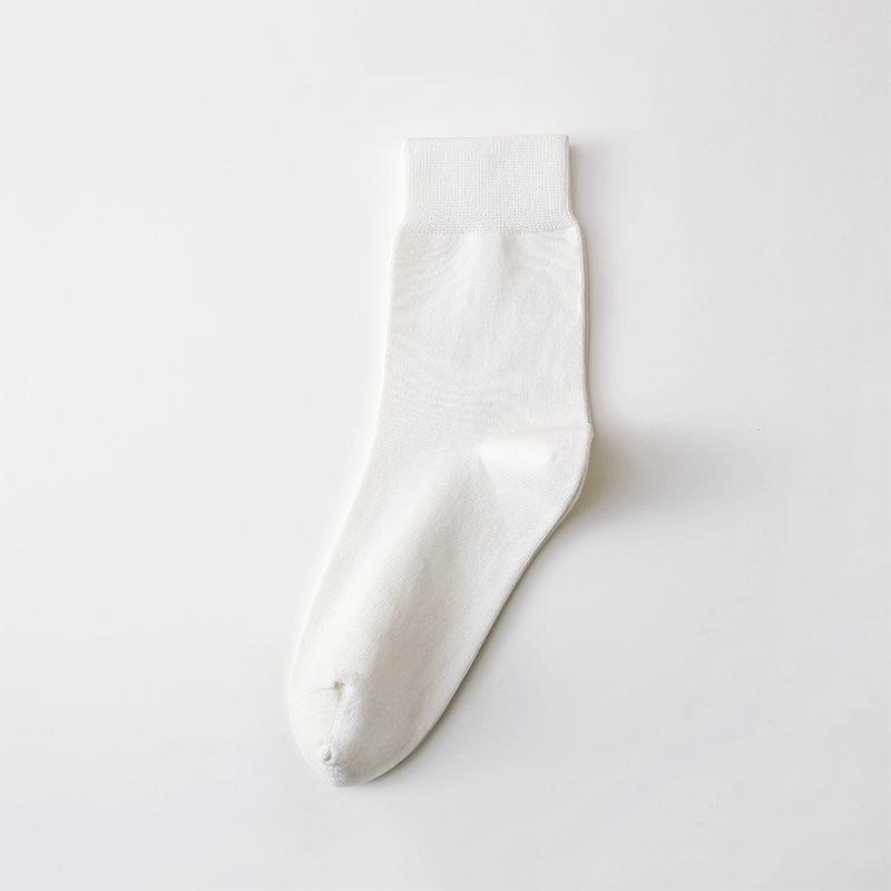 Men's Anti-Odor Sweat-Absorbent Pure Cotton Socks for Autumn/Winter - Simple Business Style Mid-Calf Length