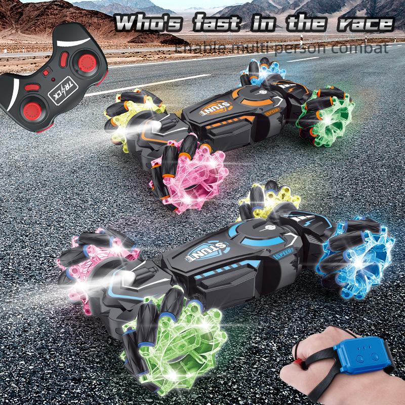 4WD RC Stunt Car, 2.4G Wireless Remote Control Cars with RC Watch Gesture Sensor LED Rotation Drift, Gift Electronic Toy for Kids Boys