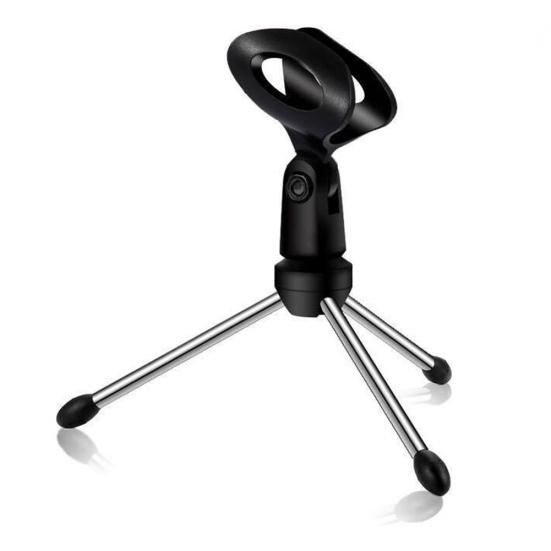 Adjustable Anti-slip Desktop Table Microphone Mount Tripod Holder with Clip