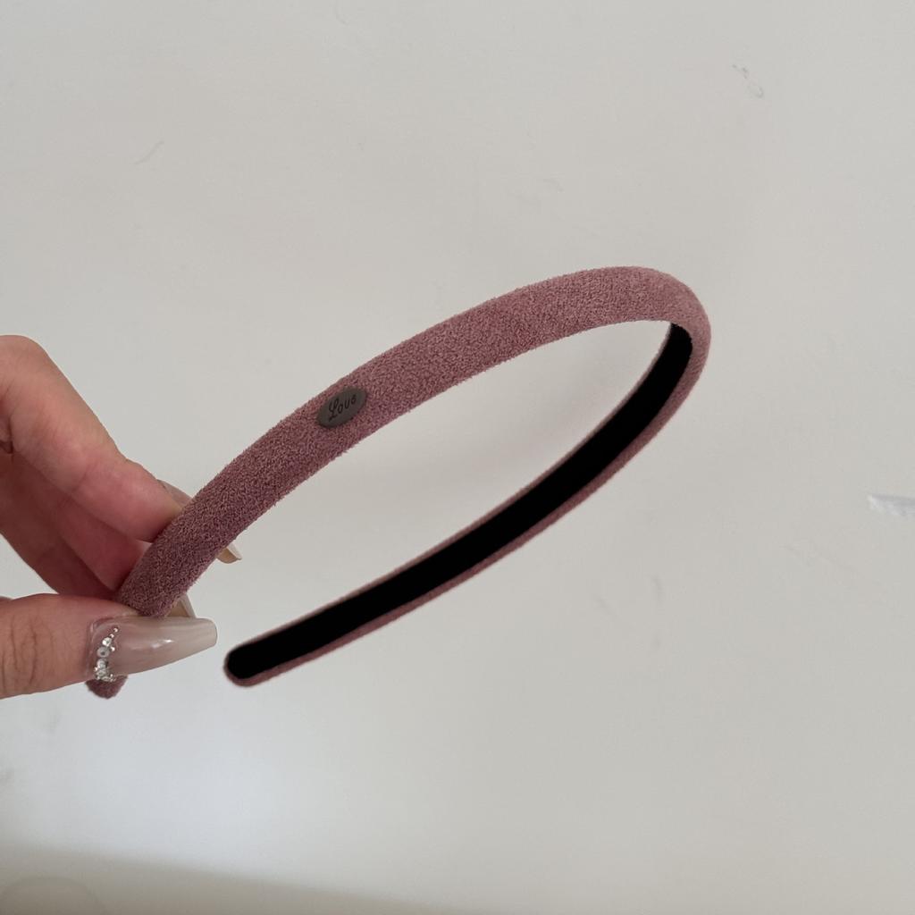 Schmales Wildleder-Stirnband für Herbst und Winter, Einfaches einfarbiges feines Stirnband zum Zurückstecken der Haare