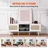 Rattan TV Stand for 65" TV Boho TV Stand with Build-in Socket White