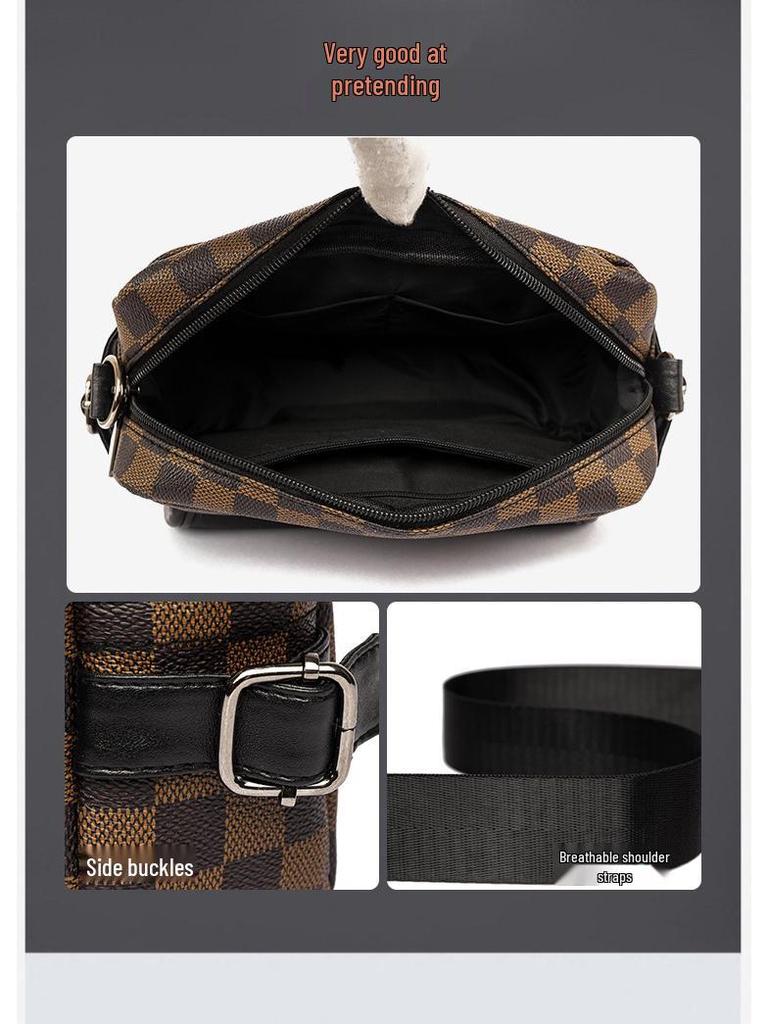 Trendy Plaid Men's Shoulder & Chest Crossbody Bag