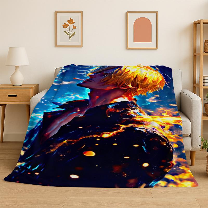 Anime Zoro One P-Piece Cartoon Flannel Blanket Soft Warm Throw Blanket for Bedroom Living Room Bed Travel Camping Picnic Kid