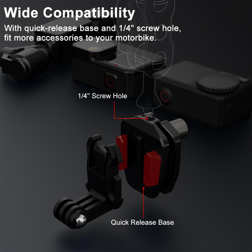 Motorcycle Windshield Mount Clip POV Holder for GoPro Hero 13 12 11 10 Insta360 X4 DJI Action 5Pro 4 Pocket 3 Phone Accessories
