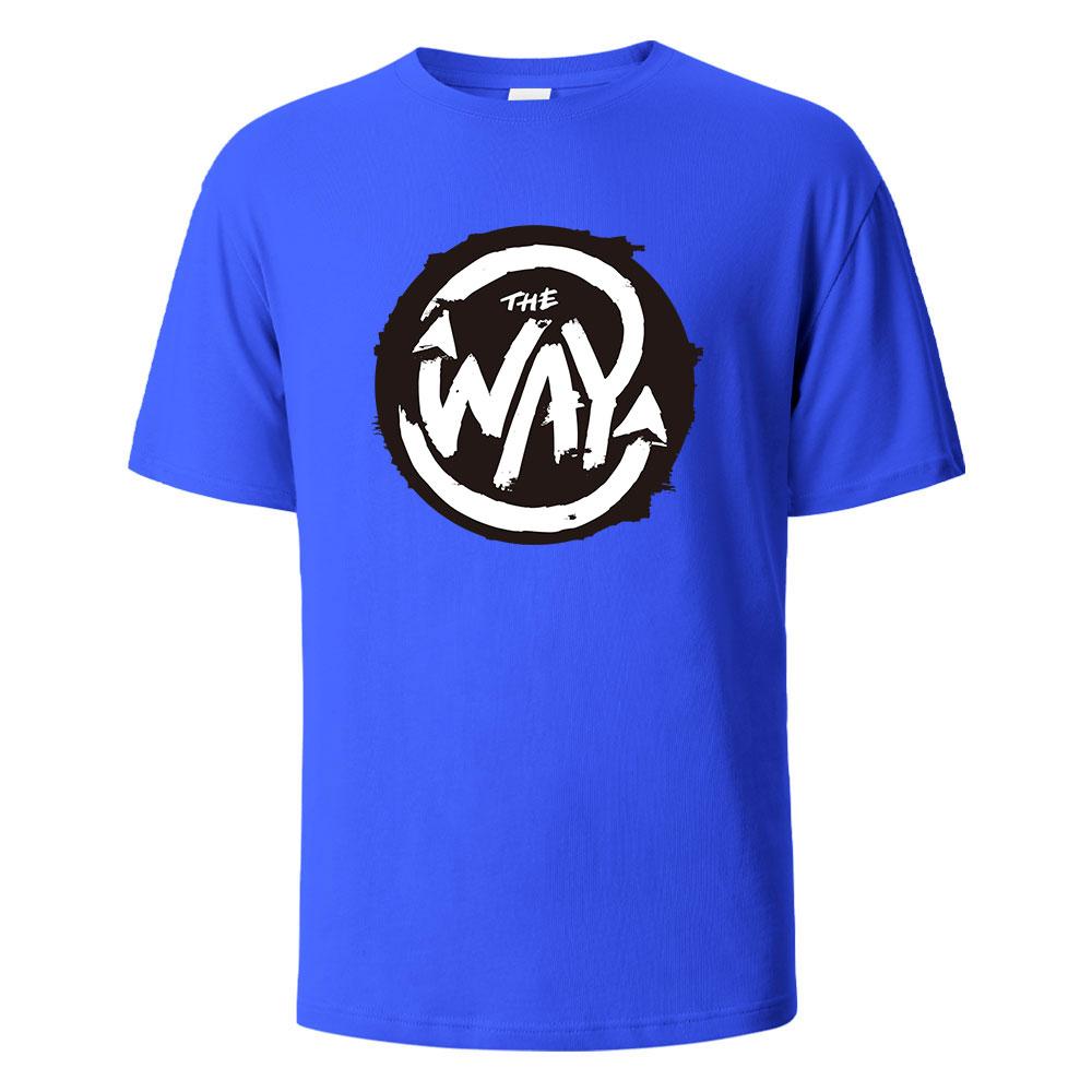 Herren bedrucktes T-Shirt The Way Streetwear 100% Baumwolle Oberteile für Herren Damen Sommer Atmungsaktiv Kurzarm Lässig Rundhals Basic T-Shirts