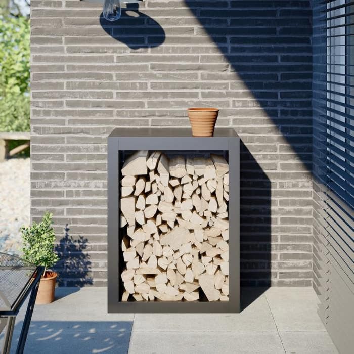 VidaXL Portant de bois de chauffage anthracite 60x40x80 cm acier, magasin de bûches, porte-bûches de cheminée, support de 850998