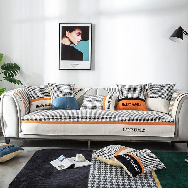 

Роскошный клетчатый чехол для дивана из синели, 3-местный нескользящий лоскутный жаккардовый диван, кресло с откидной спинкой, чехол L-образной формы, защита для мебели Cushion cover30x50cm белый