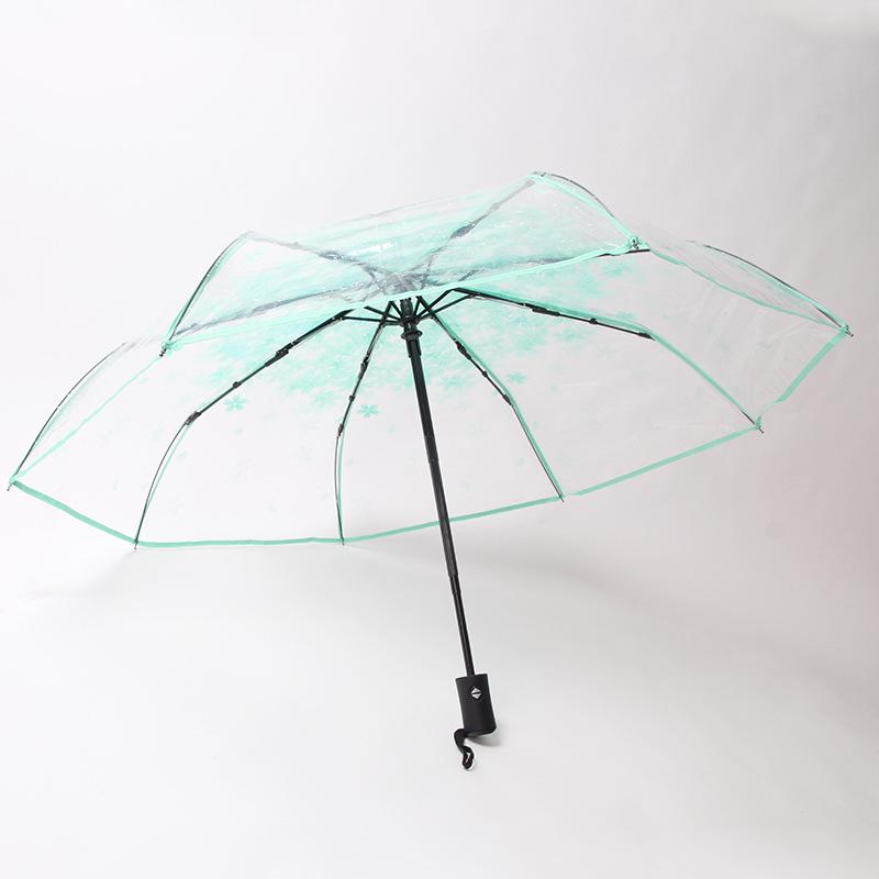 Umbrelă Automată Pliabilă Transparentă cu Flori de Cireș pentru Toate Condițiile Meteorologice - Ideală pentru Studenți