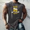 Men Sleeveless Tank Top Loose Fit Casual Streetwear Beer Festival Graphic Printed Muscle Shirt Summer Vacation Workout Gym Vest