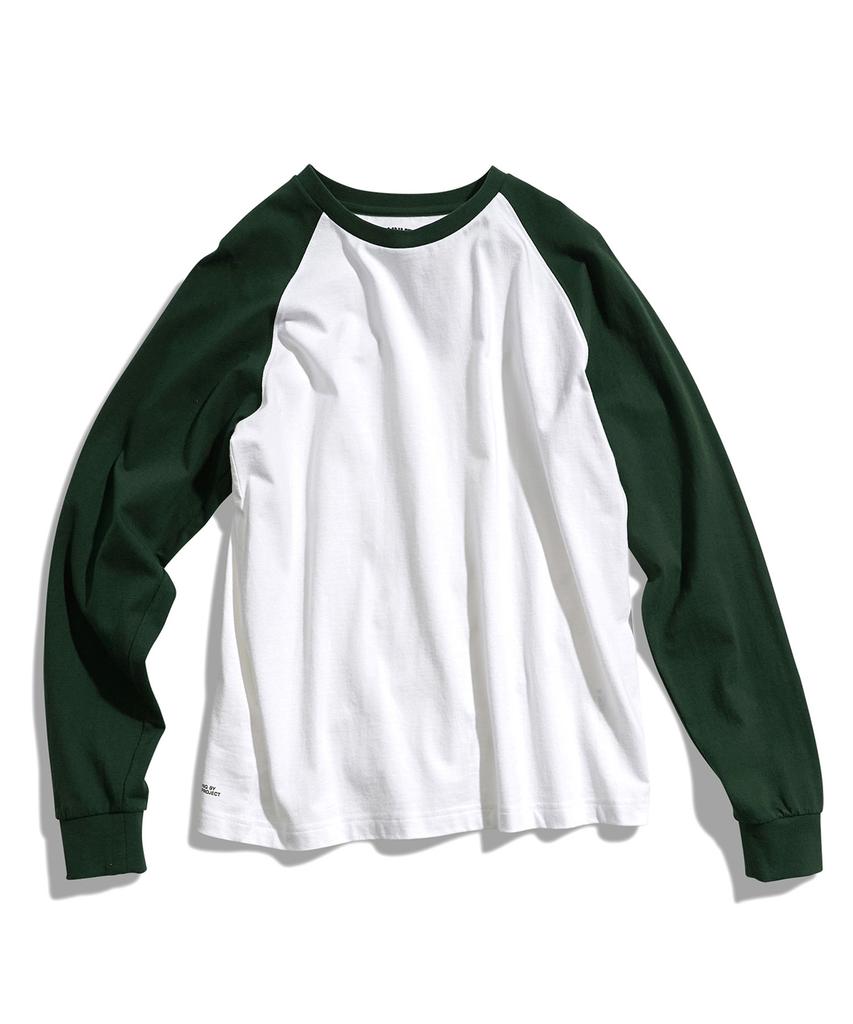 MINIMALPROJECT Under Log Raglan Long Sleeve T-Shirt Mlt123 [White/Green]