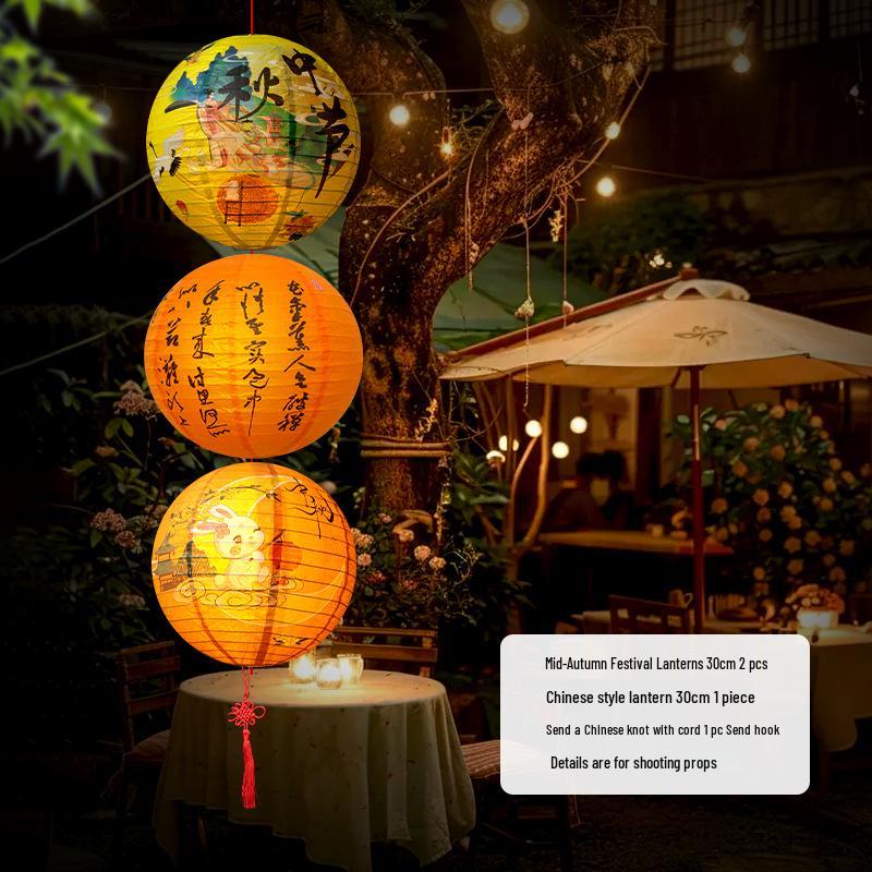 Mid-Autumn Festival Luminous Lantern String: Chinese-Style Decorative Hanging Lanterns for Festive Atmosphere