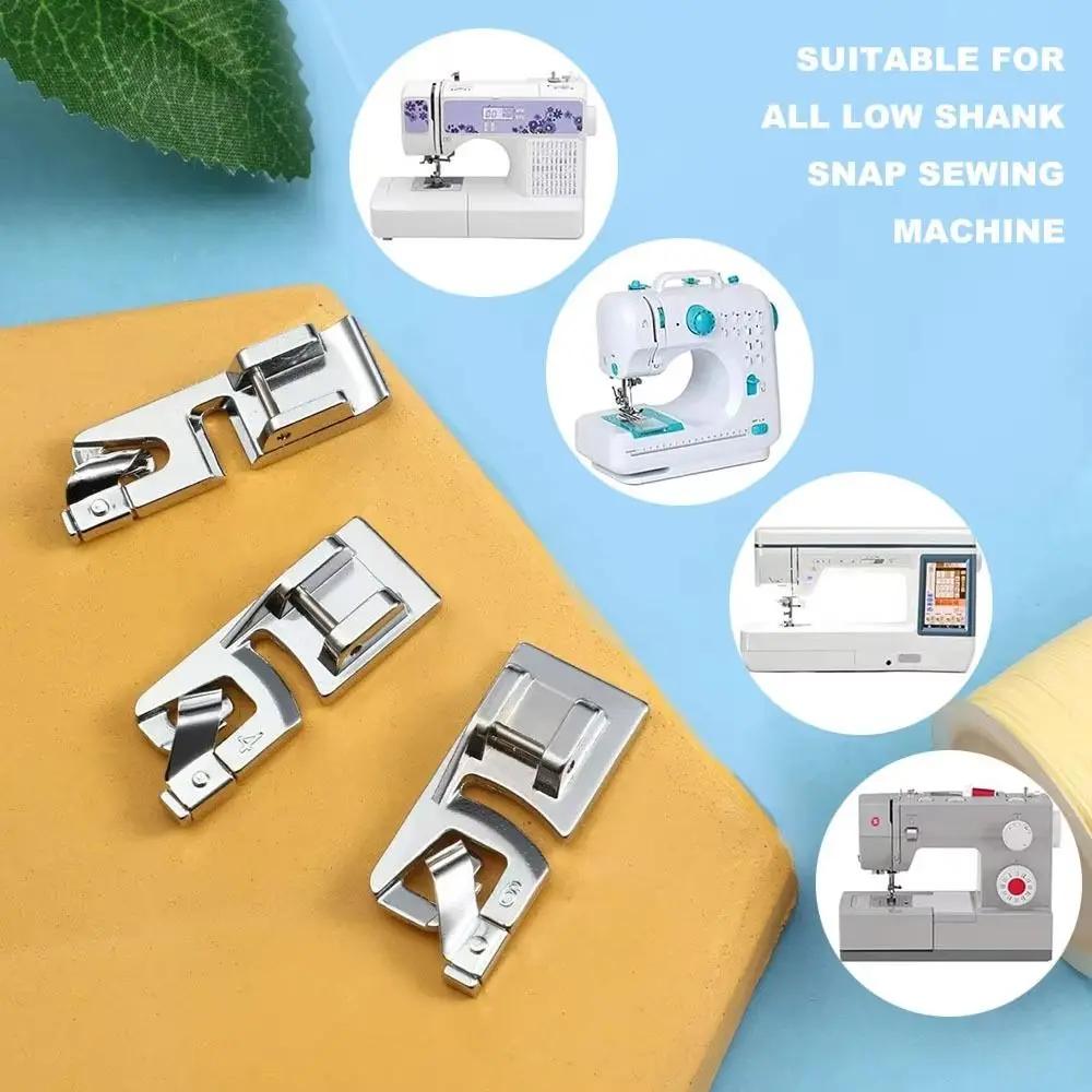 3 Peças/Conjunto Pé Calcador de Máquina de Costura Bainha Enrolada Estreita Metal Universal Ferramenta de Costura Doméstica Pé Calcador de Bainha 3/4/6mm