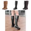 Stivali da Combattimento Militare alla Moda, Eleganti e Senza Tempo, da Donna, Alti Fino al Ginocchio, con Lacci e Fibbia