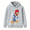 Cartoon Woody Woodpecker Print Kids Hoodie Casual Long Sleeve Unisex Boys Girls Pullover Sweatshirt Cute Loose Fit Streetwear For Children Daily Wear