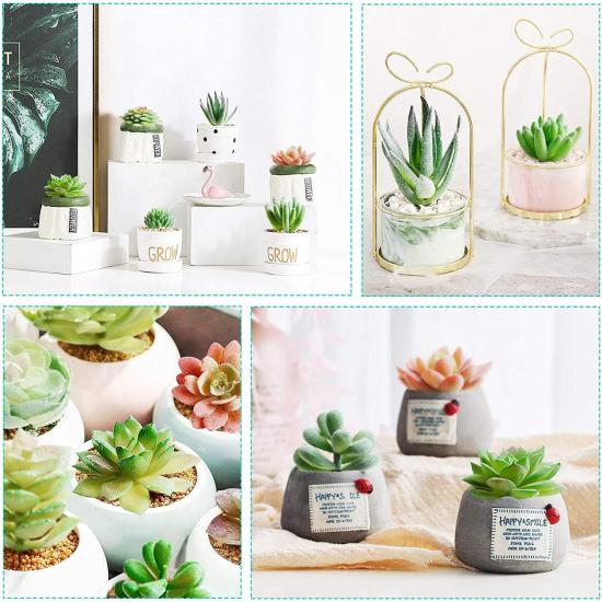 HappyHapi 12 Pcs Artificial Succulents Mini Fake Plants Unpotted Faux Succulent for Craft, Small Plastic Succulents Assortment in Flocked Green