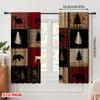 2 Stück, 2D-Flachdruck Kreative Vorhänge Rot karierter Bär Reh Wald Vielseitig 100% Polyester (ohne Stange) Vielseitig für alle Anwendungen