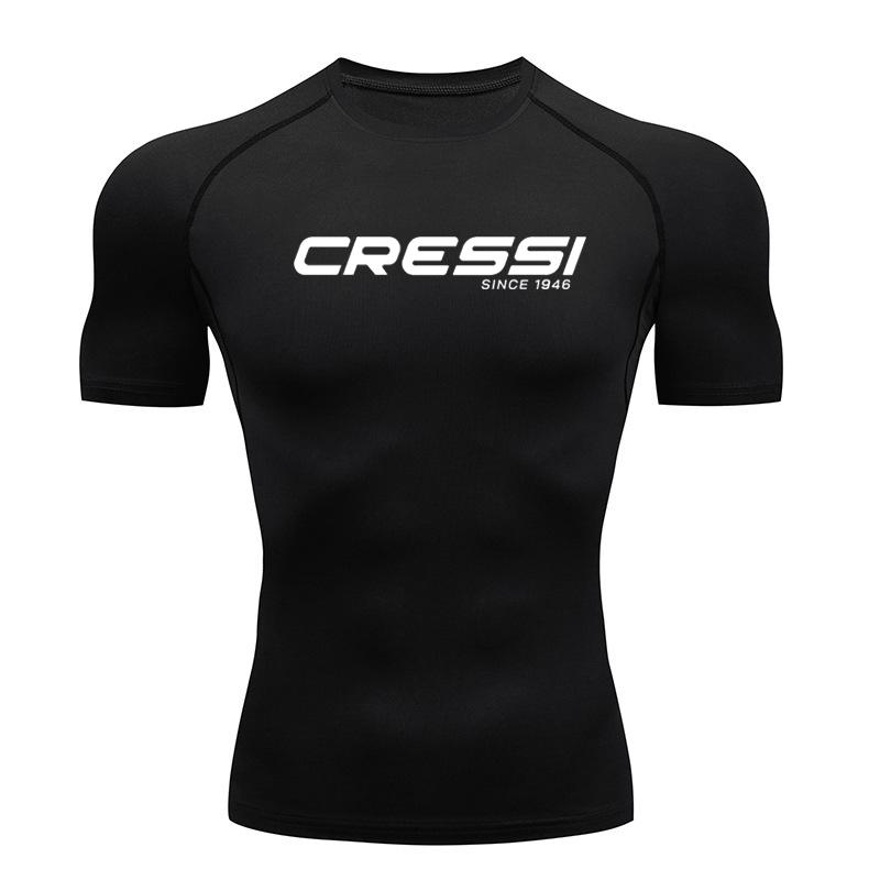 91440605MAC0N1WP5B Heren Surf ZonnebrandDuikpak Huidirritatie Bescherming T-shirt Zwempak Strak Kortmouwig Zwemmen Drijvend UV S legergroene kleur