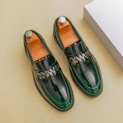 Nouvelle Plateforme Mocassins Verts pour Homme Slip On Tout-Aller Chaussures de Mariage Chaussures en Cuir Verni pour Homme Mocassins à Bout Pointu pour Homme Chaussures Formelles