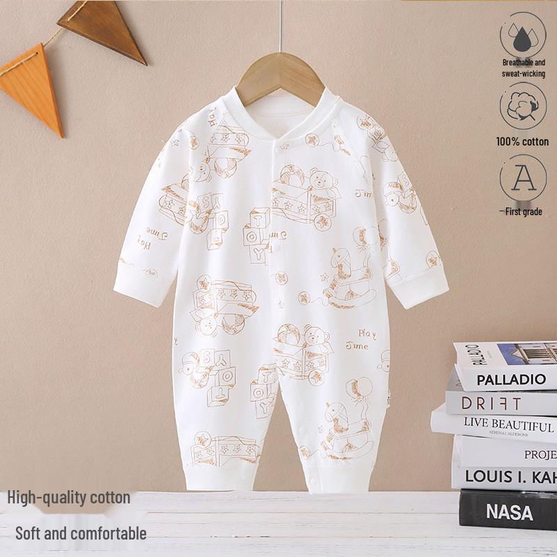 2025 New Pure Cotton Baby Jumpsuit for Spring, Autumn, and Winter - Newborn Toddler Inner Wear