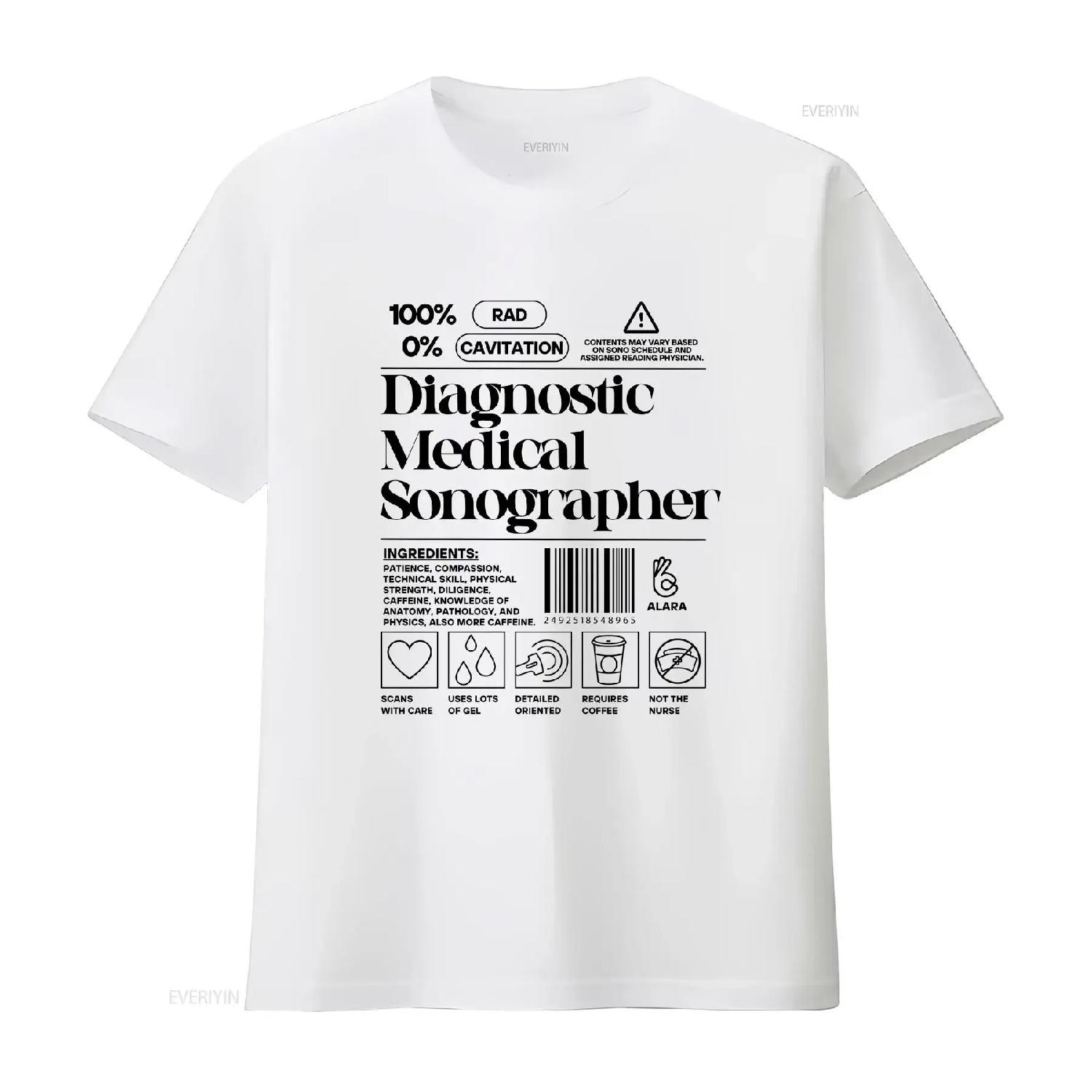 Диагностический сонографист Футболка с надписью Смешной Технолог УЗИ-диагностики Определение выпускника винтажная Стиранная Растянутая Универсальная мужская XXXXXL белый