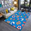 Summer Beach Style Carpet with Flip Flops, Ball, Ice Cream, Lifebuoy Prints Suitable for Use As an Anti-slip for Living Room Bedroom Sofas