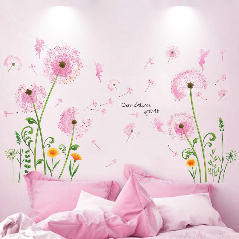 

Настенная наклейка цветочный декор теплая спальня прикроватная фоновая стена самоклеящаяся наклейка тюльпан девочка XY9030 Extra large