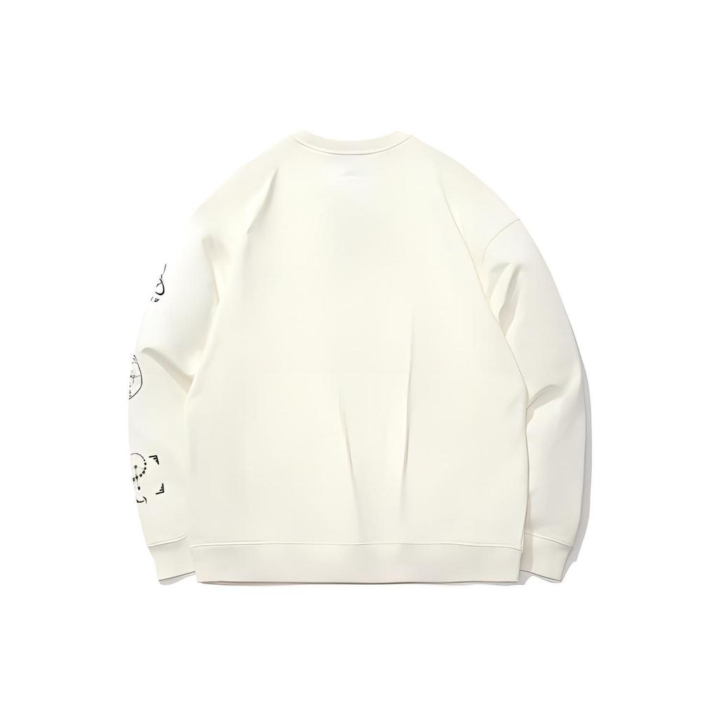 Li Ning CF Su Series Sports Casual Printed Pullover Sweatshirt Unisex sweatshirt Off-White AWDR384-1