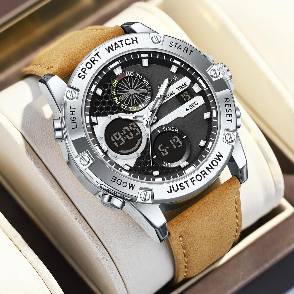 LIGE Marke FOXBOX Mode Sport Herrenuhr Freizeit LED-Anzeige Wasserdicht Herren Quarz Uhr