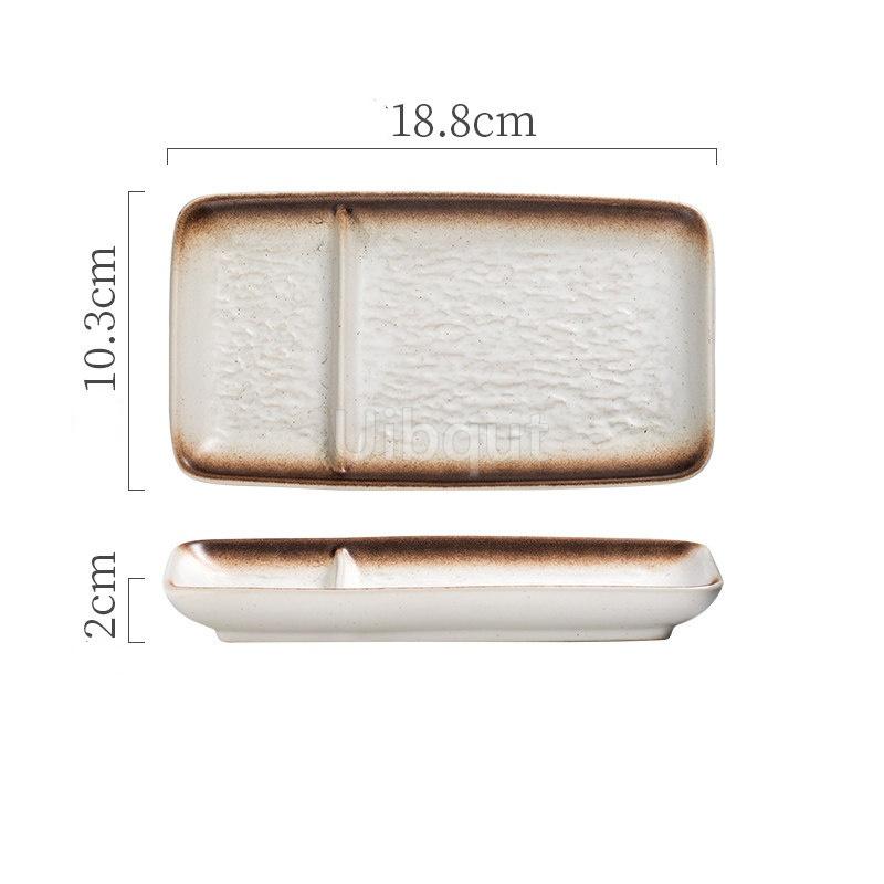 ceramic Dumplings 2 grids plates vinegar dish sushi grilled seasoning plate Creative Separation Snack Ceramics Hot Pot Dish