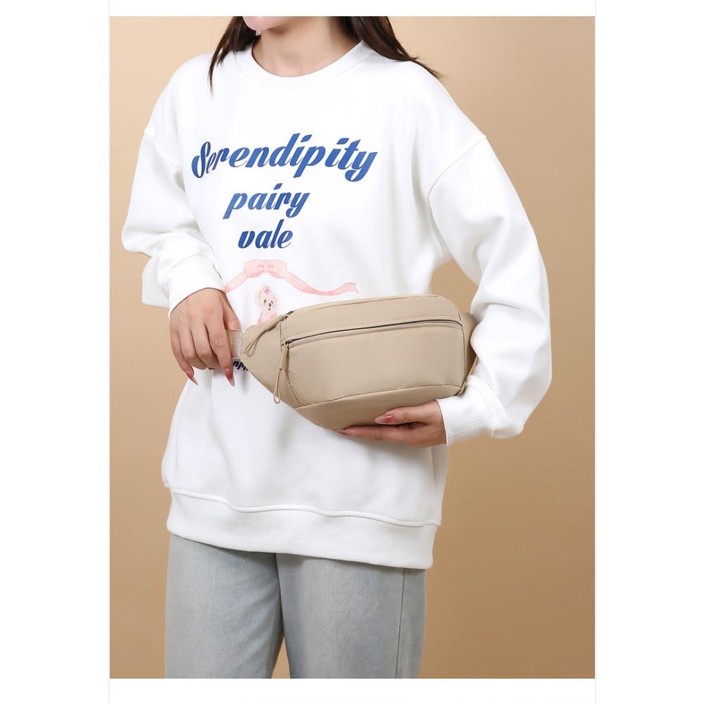 Women's Outdoor Solid Color Lightweight Multi-Pocket Sports Waist Chest Bag