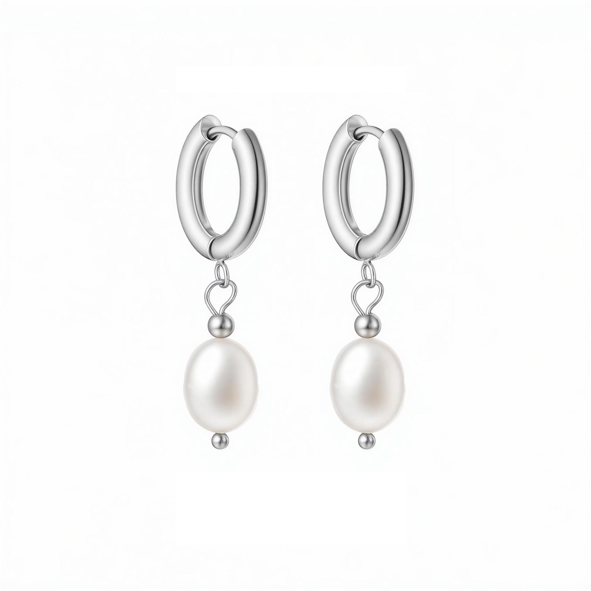 Elegant Freshwater Pearl Hoop Earrings in Gold - Versatile and Stylish Design