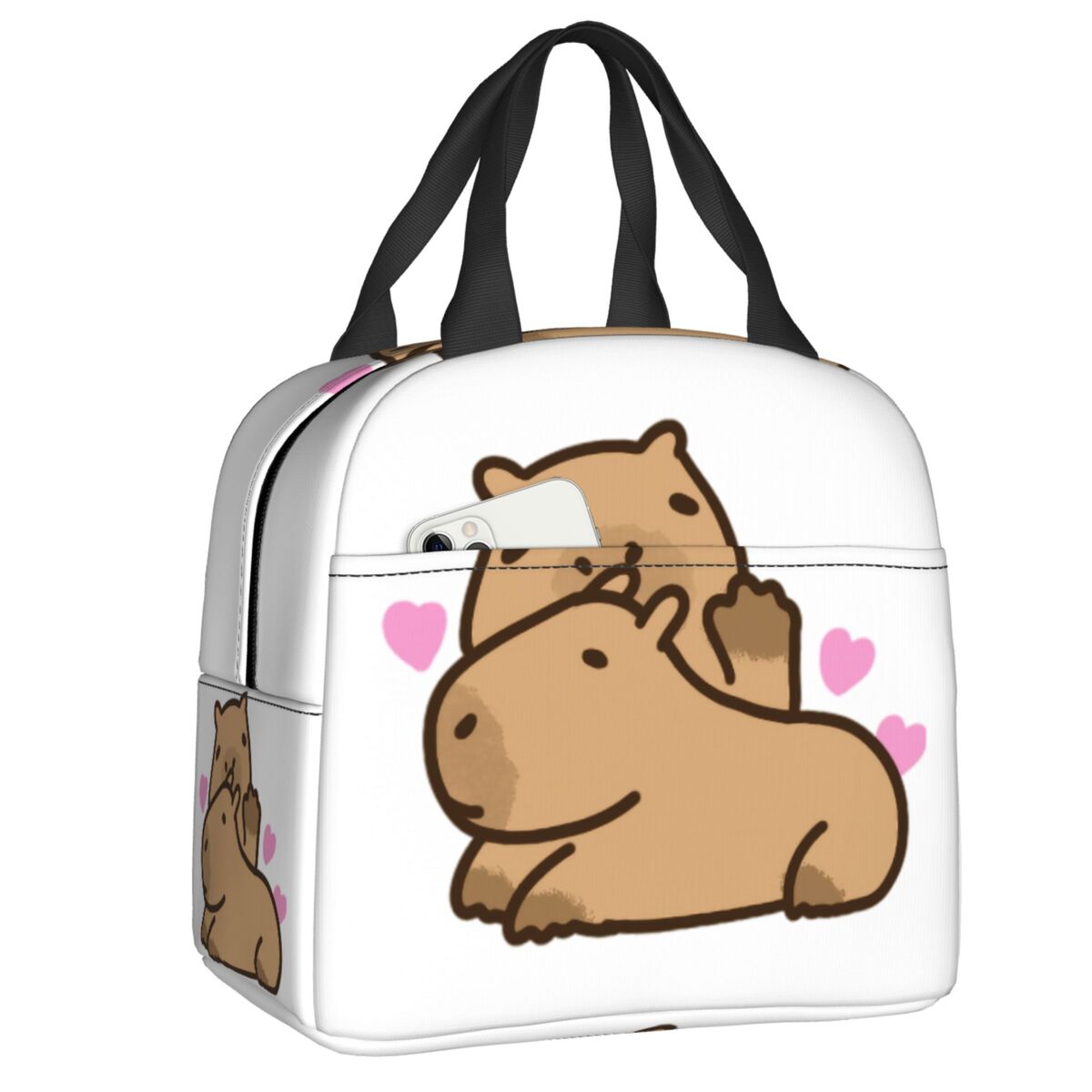 Custom Cartoon Animal Pets Capybara Thermal Insulated Lunch Bag Women Resuable Lunch Tote Kids School Children Storage Food Box 22x20x13cm