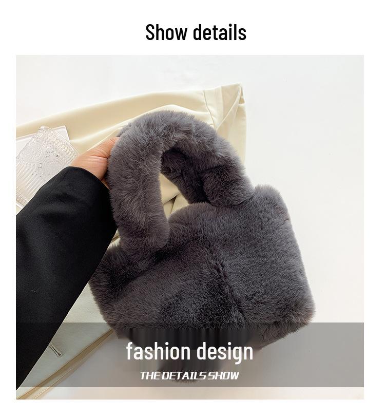 Elegant Plush Women's Handbag: Trendy, Fashionable, Versatile Autumn/Winter Bucket Bag